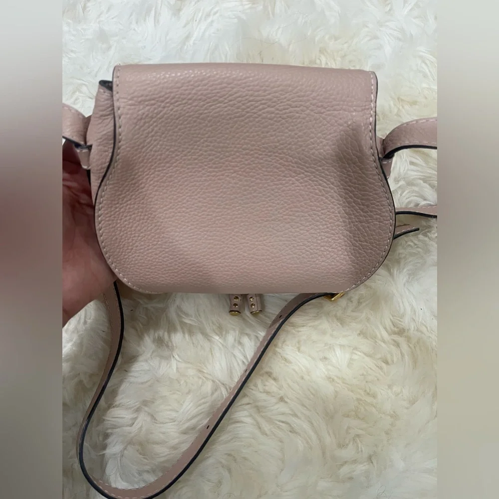 NEW: Chloe Marcie Small Leather Saddle Bag in Nomad Beige - Picture 7 of 10